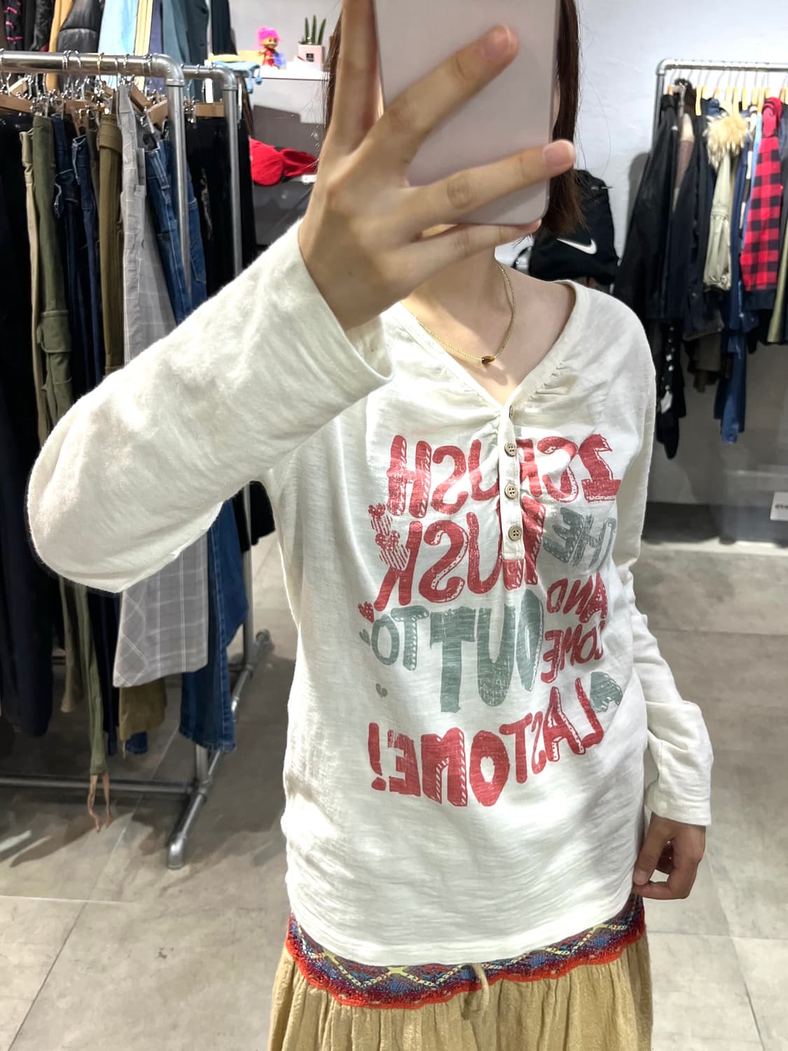 일본 빈티지 모리걸 레터링 프린팅 롱슬리브 상품이미지1