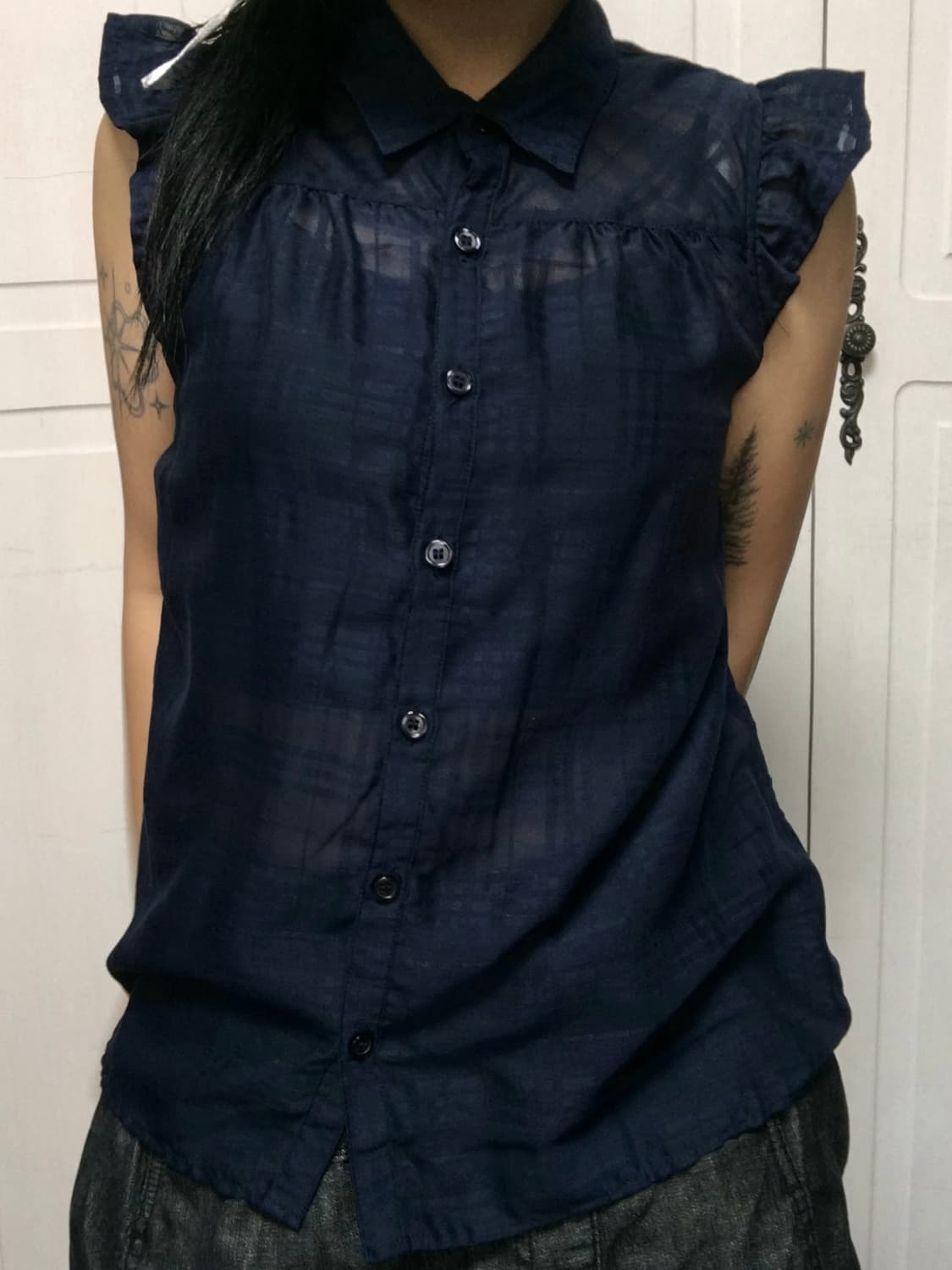 check frill blouse 상품이미지3