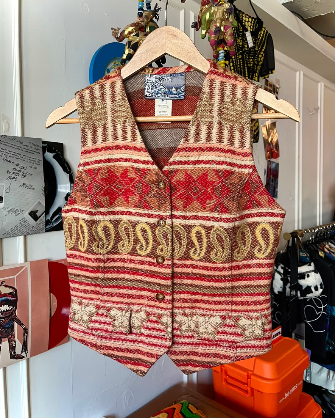 1980s KENZO Jeans Ethnic Pattern Vest 상품이미지4