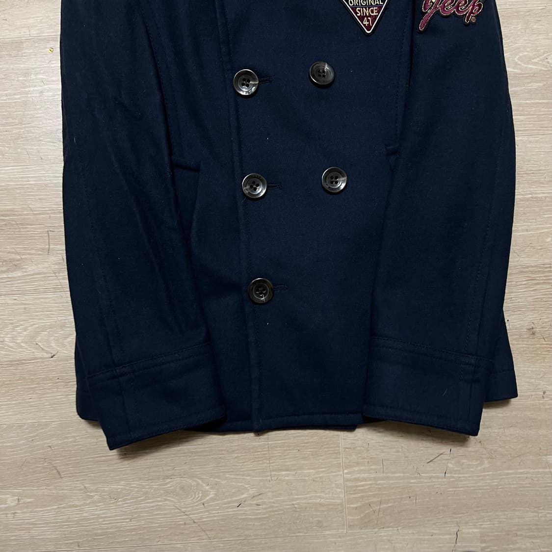 Jeep 지프 남성 와펜 울 혼방 더블 숏 피코트 [네이비] L/100 상품이미지3