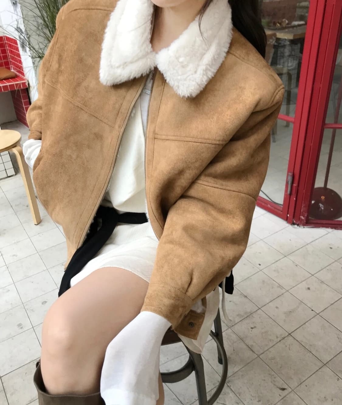 온즈 웨어로우 nost jacket 스웨이드 무스탕 퍼 카라 자켓 상품이미지2