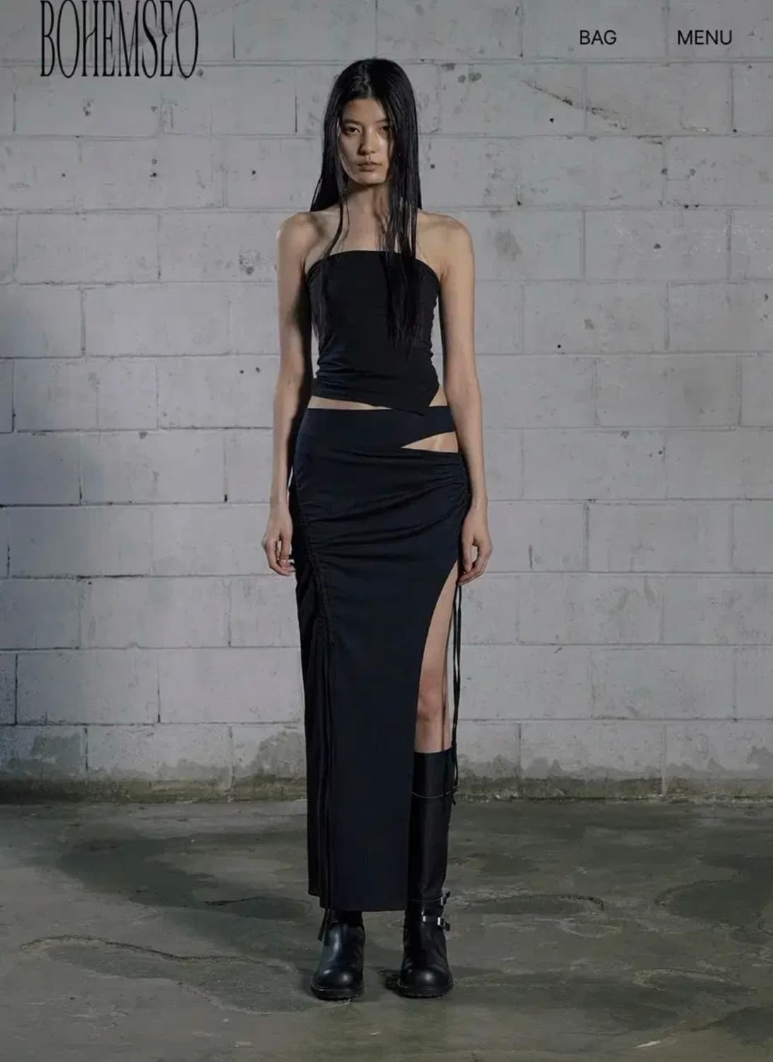 택O 새상품) 보헤미안서울 커브드 슬릿 스커트 S 상품이미지2