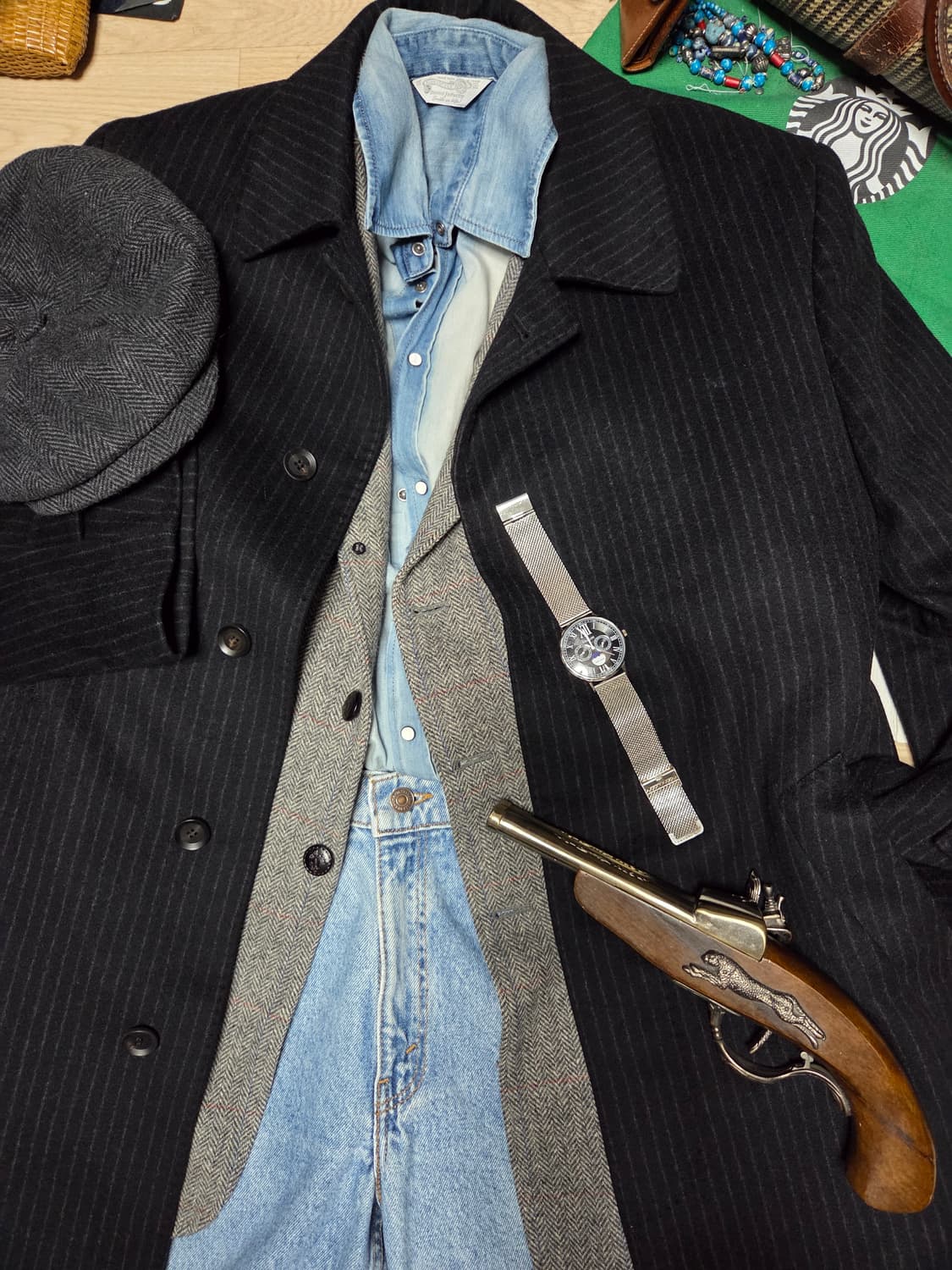 LANCETI CASHMERE 코트 스트라이프 싱글 체스터필드  상품이미지5