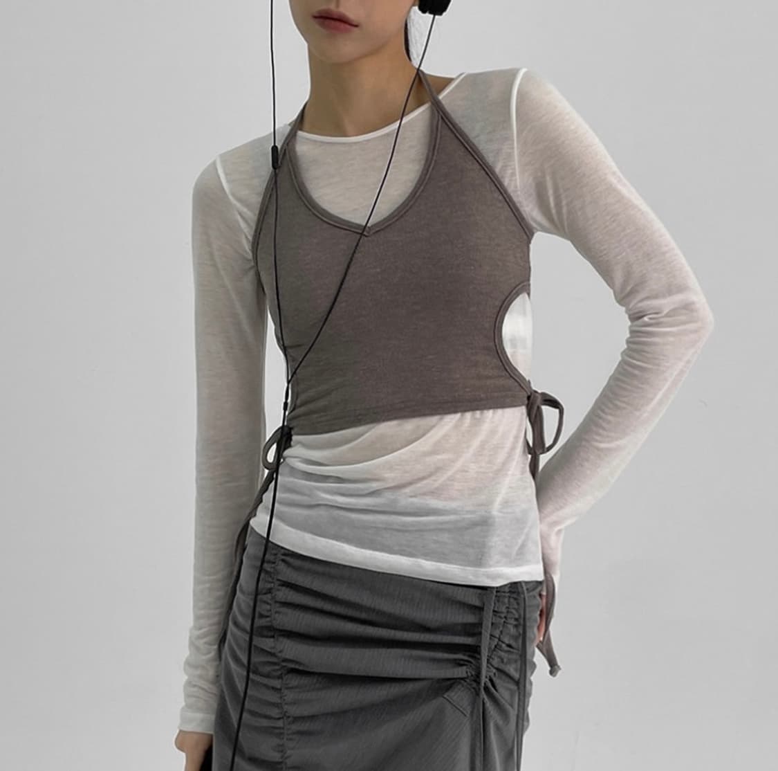 레이어드 홀터 나시 브라운 상품이미지2