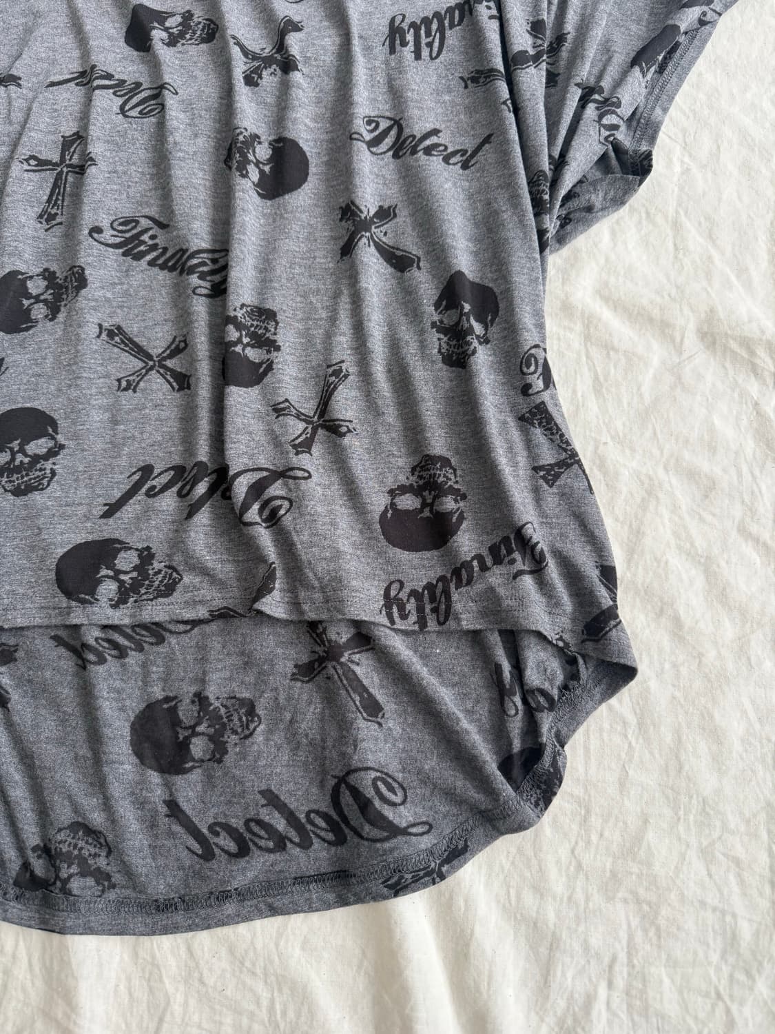 루즈핏 너드펑크 나나펑크 시스루 해골 반팔탑 상품이미지3