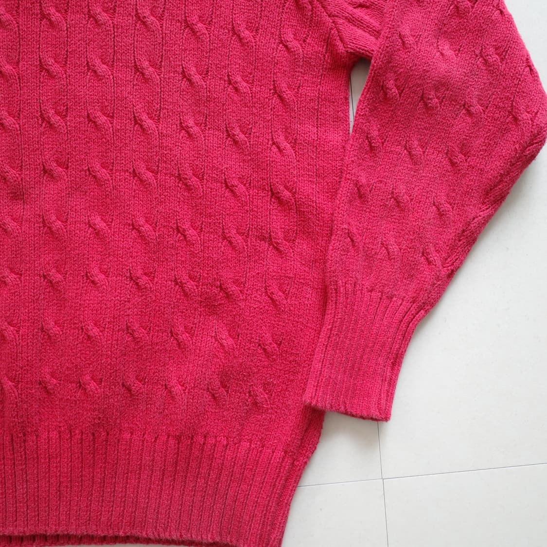 90s 폴로 랄프로렌 레드 케이블 코튼 니트 L 상품이미지3