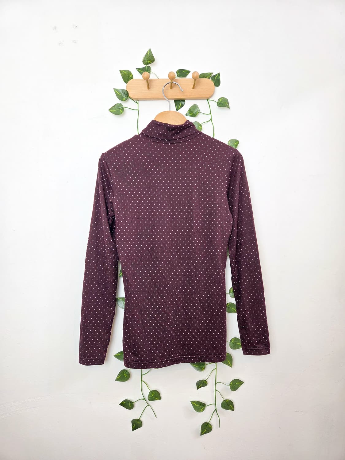 버건디 도트 목폴라 슬리브 상품이미지4