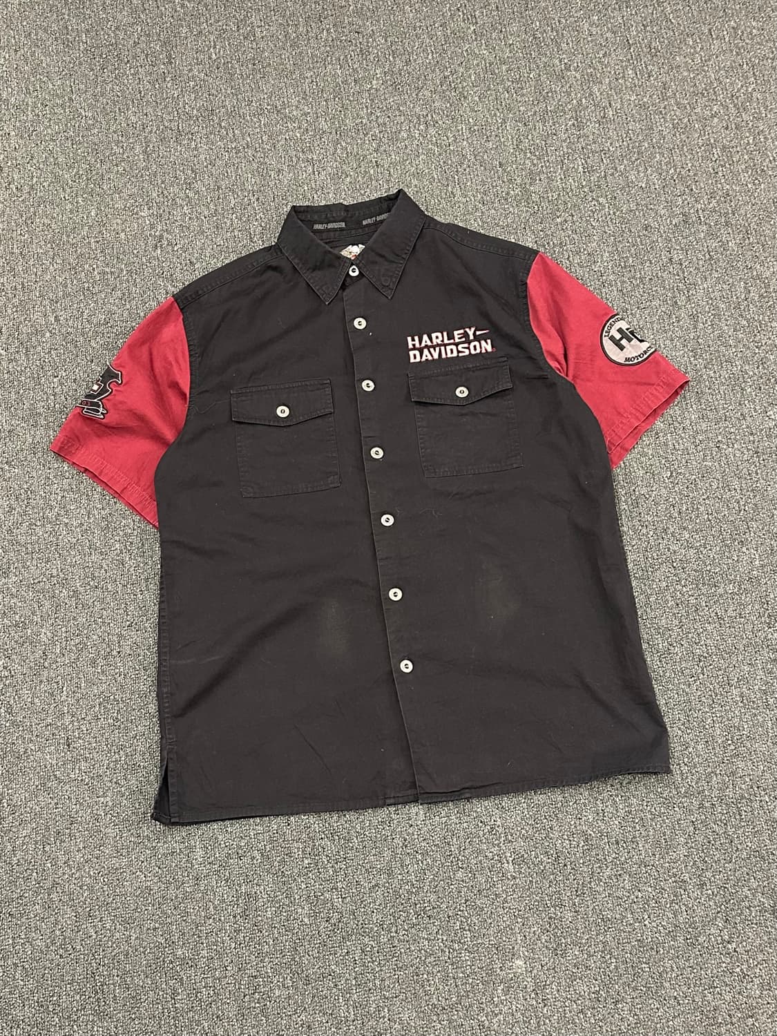 S)할리데이비슨 빈티지 후면 이글 자수 반팔셔츠 상품이미지1