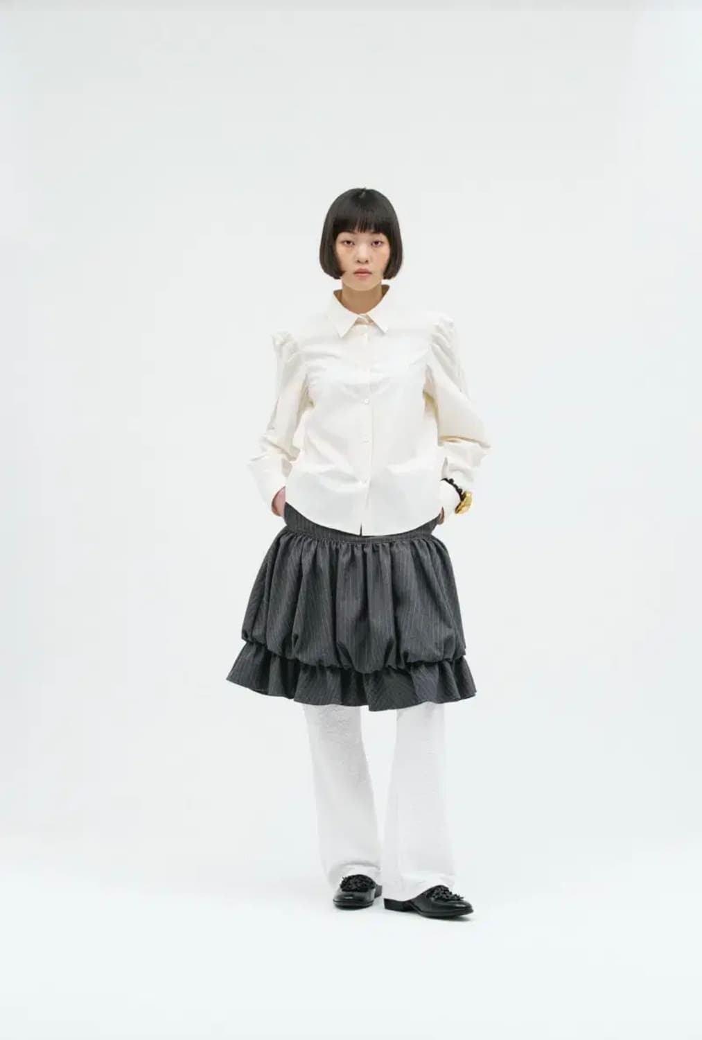 생긴스튜디오 벌룬 셔링 스트라이프 스커트 사이즈 2 상품이미지2