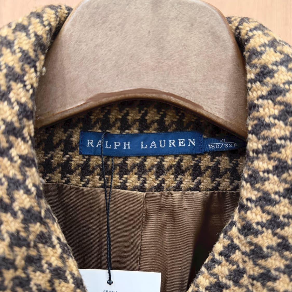 랄프로렌 더블 브레스티드 롱 코트 클래식 하운드투스 패턴 디테일 브라운 상품이미지6