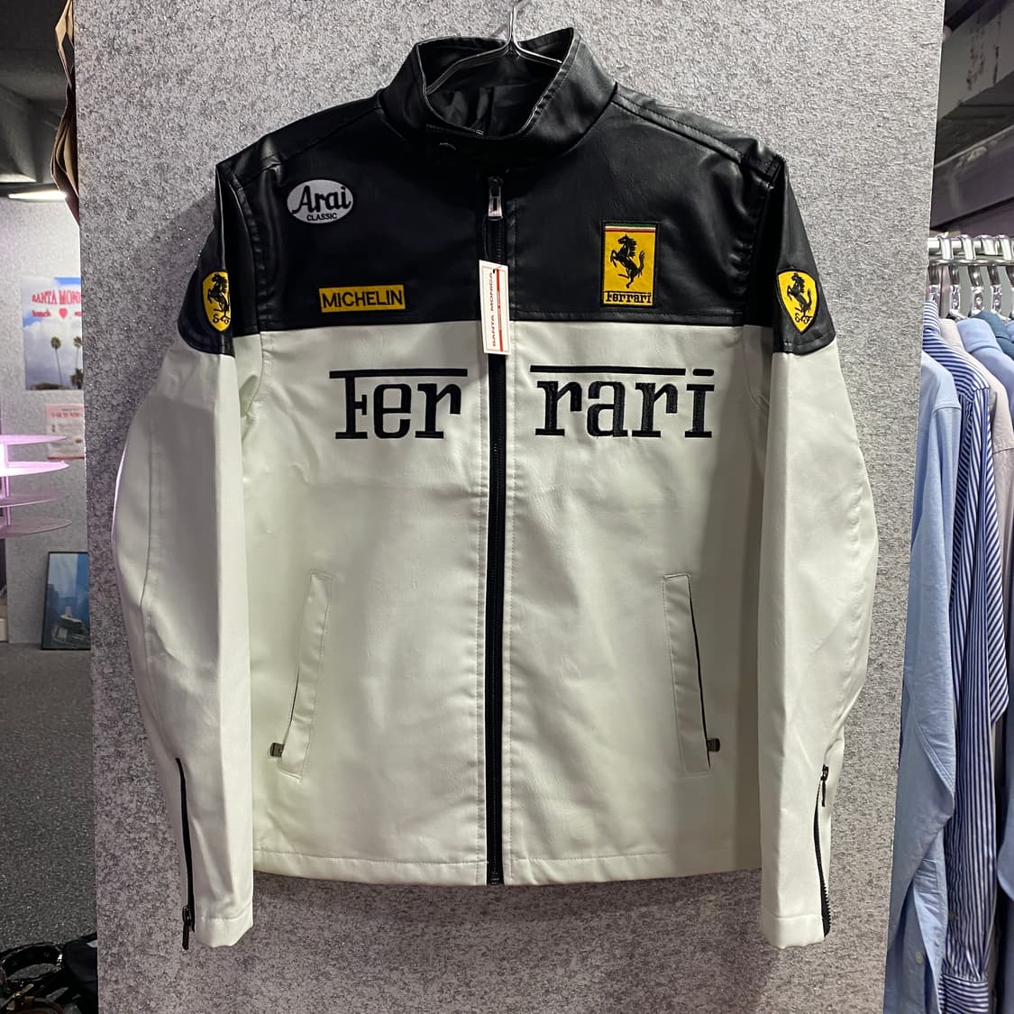 페라리 F1 자수로고 블랙 레더자켓 B3621 상품이미지2