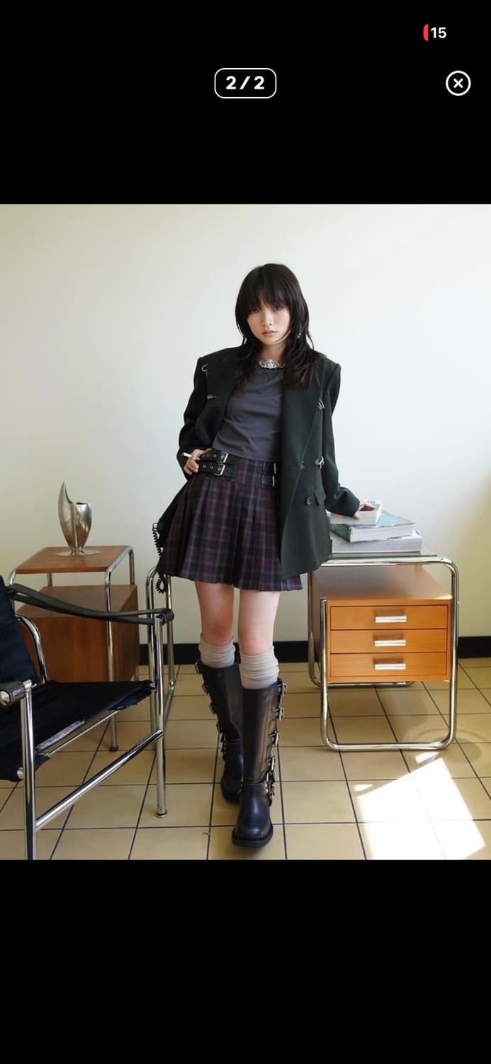 데어드 체크벨트스커트 체크스커트 체크치마  상품이미지2