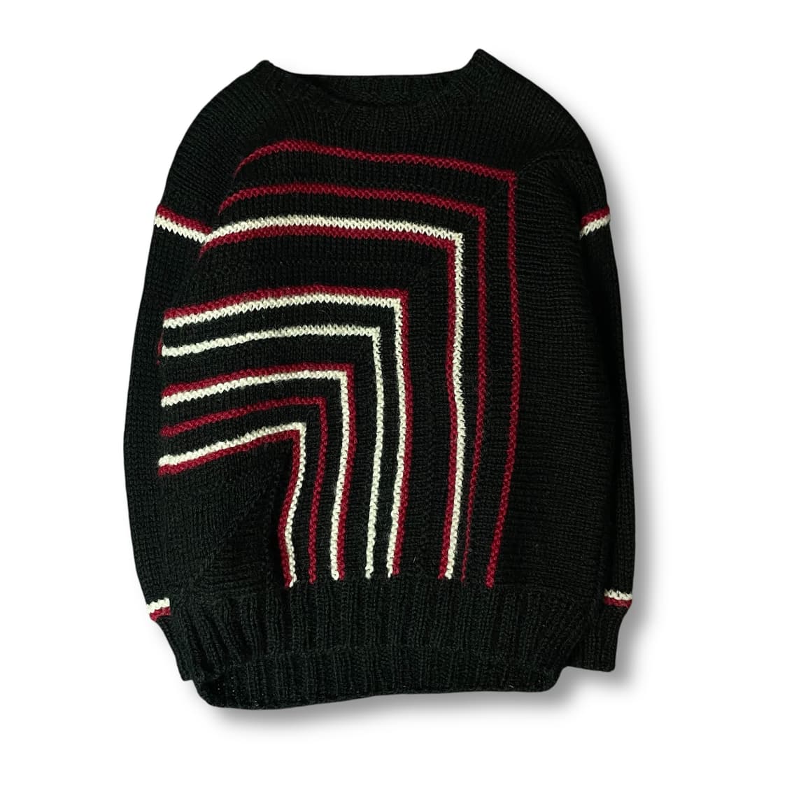 빈티지 블랙 레드화이트 라인 긴팔 니트 상품이미지1