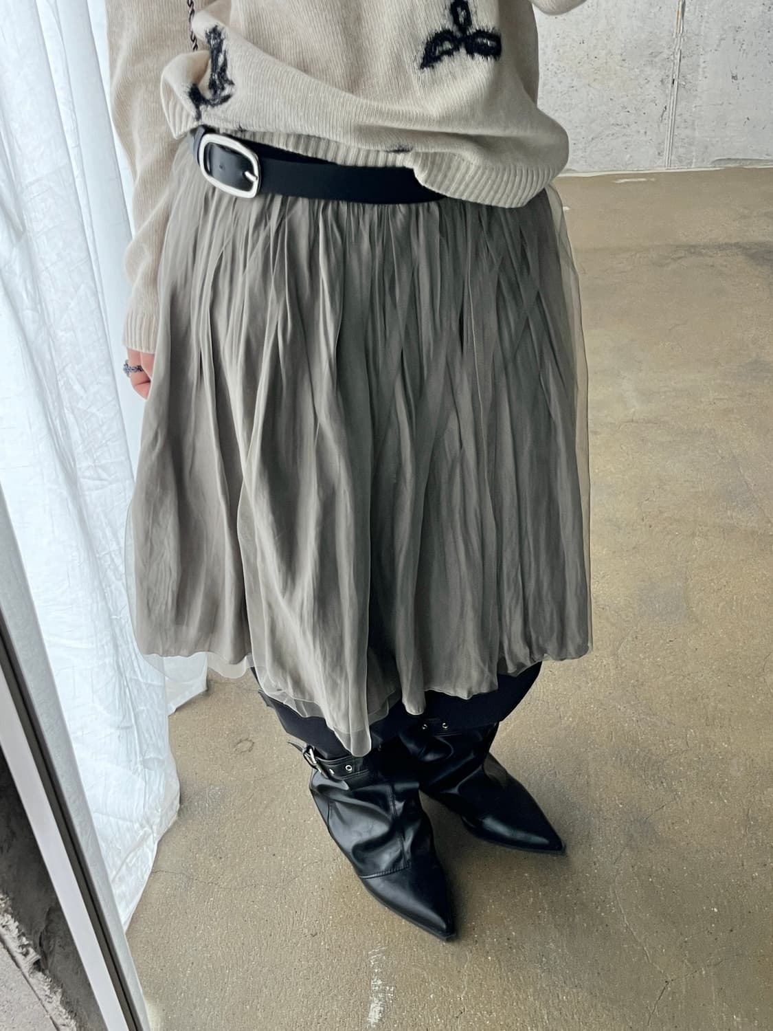 Rope 로페 튤 스커트 라이트 그레이 상품이미지1