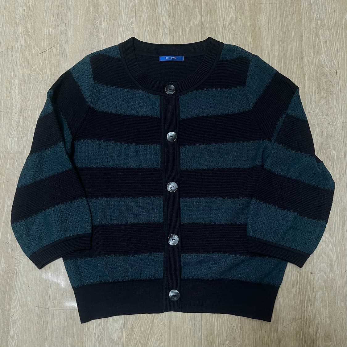 키이스 여성 스트라이프 소프트 니트 가디건 44-55 상품이미지1