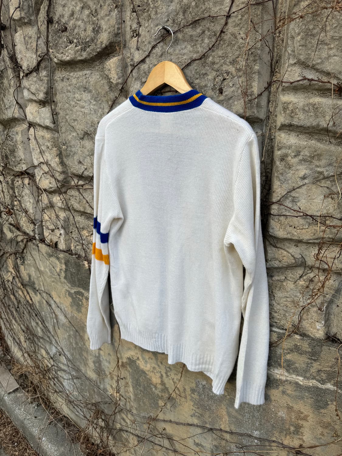 빈티지 캐나다 메이드 아크릴 니트 가디건 화이트 상품이미지4