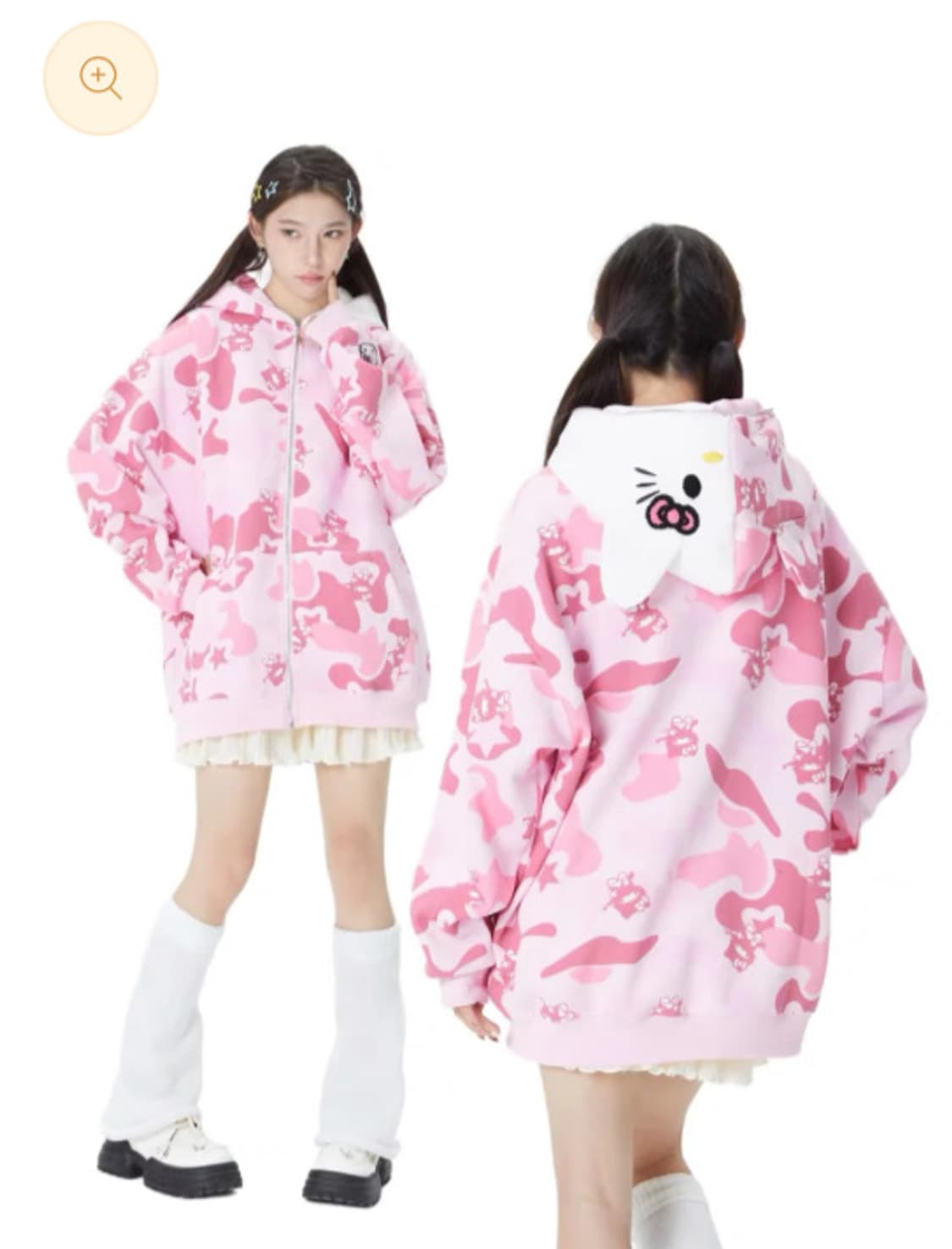 헬로키티 y2k 카모 후드 집업 (M) 상품이미지2