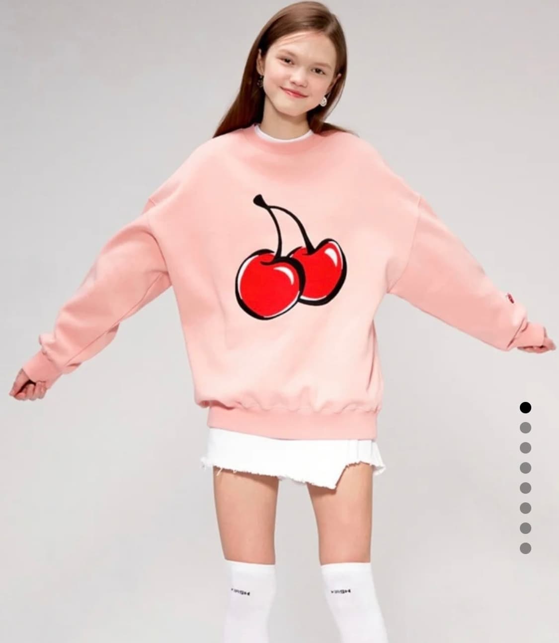 키르시 빅체리 맨투맨 피치 핑크 상품이미지2