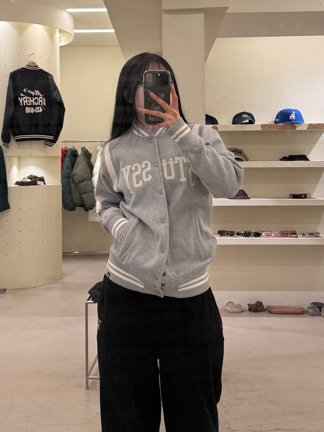 스투시 튀시 바시티 스냅 자켓 그레이 U958 상품이미지1