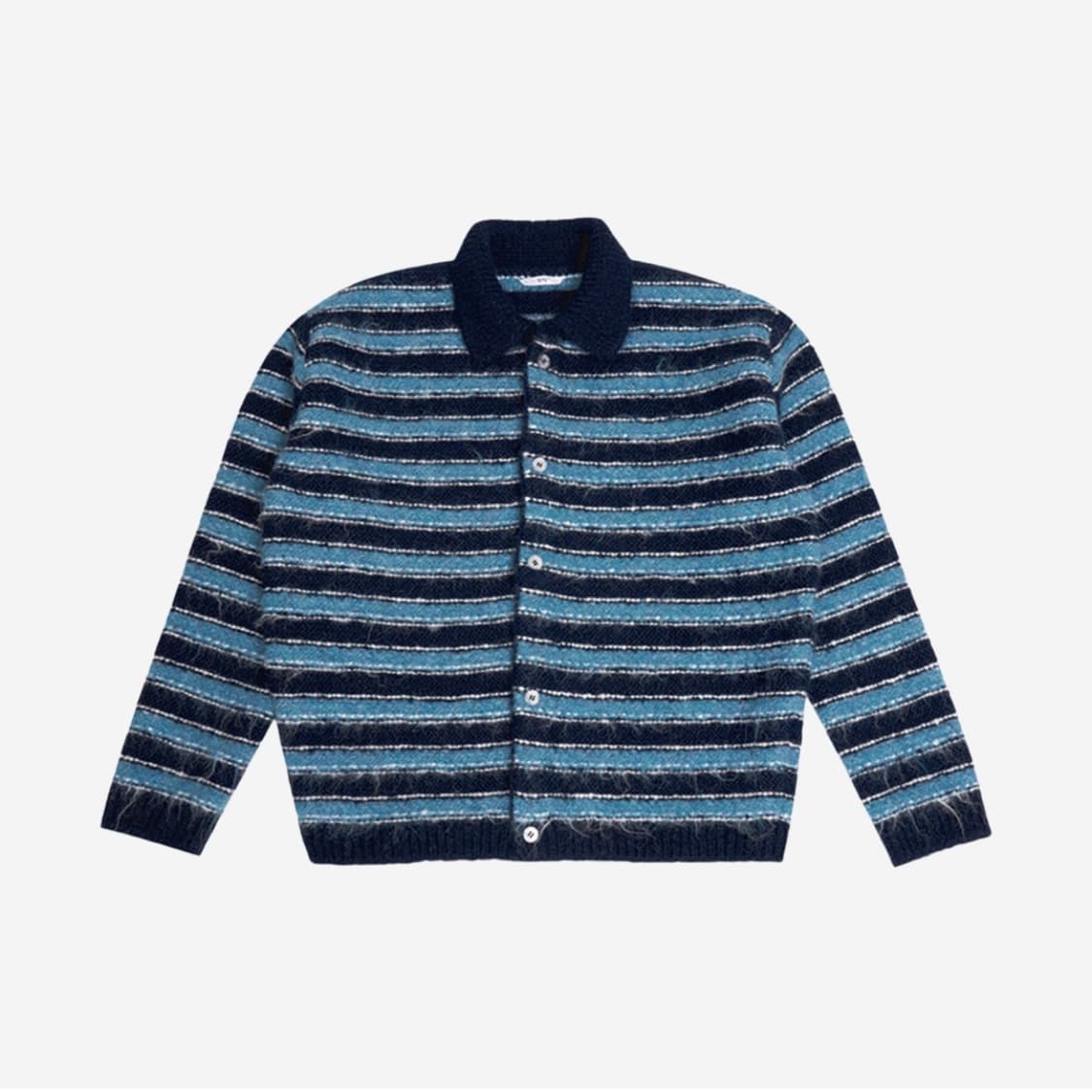 [M] STU 스트라이프 헤어리 카라 가디건 상품이미지1