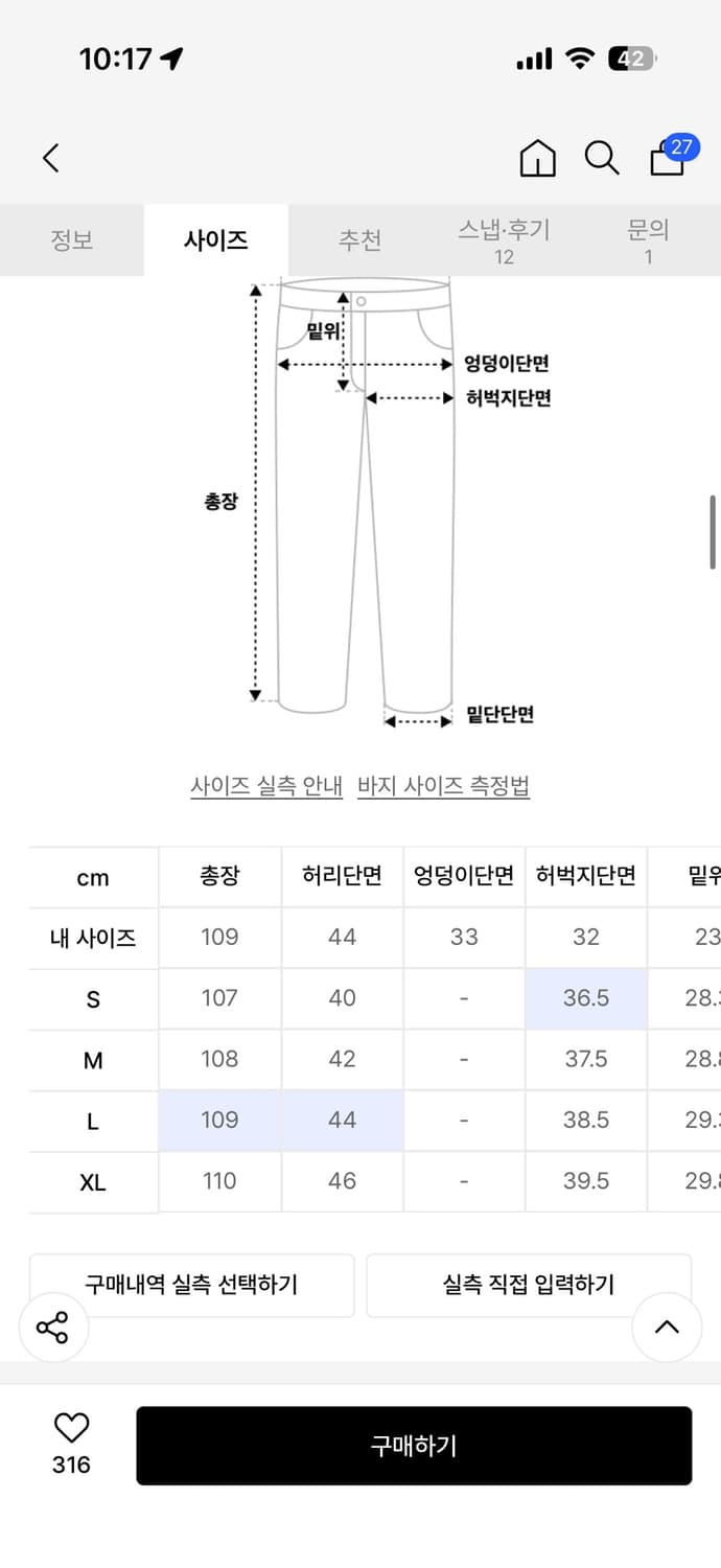 쿠어 더스티 5포켓 카펜터 진스 (워시드인디고) XL사이즈 팝니다 상품이미지2