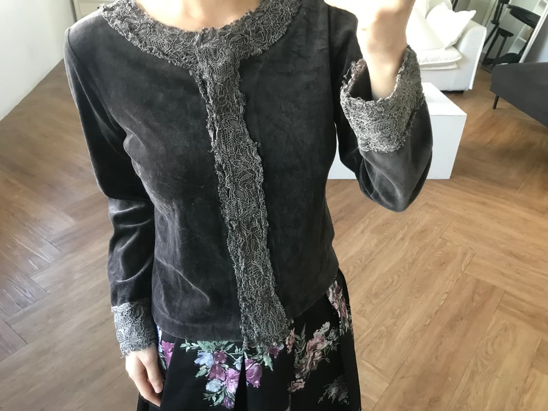 vintage velvet lace cardigan 상품이미지6
