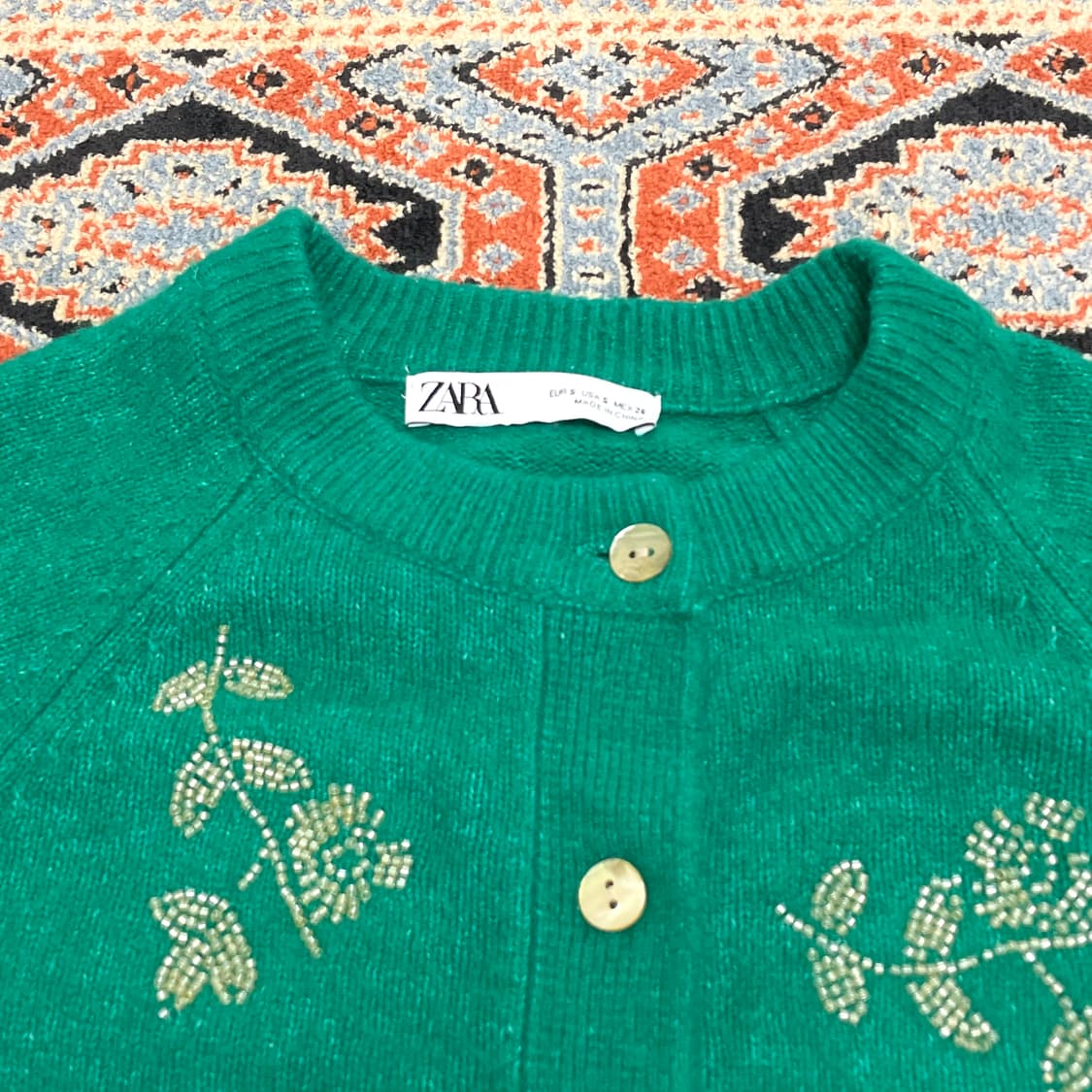 자라 자수 그린 가디건 여성S 상품이미지3