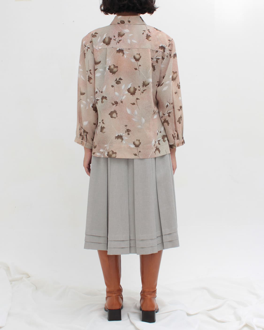 일본 빈티지 플라워 패턴 블라우스 상품이미지2