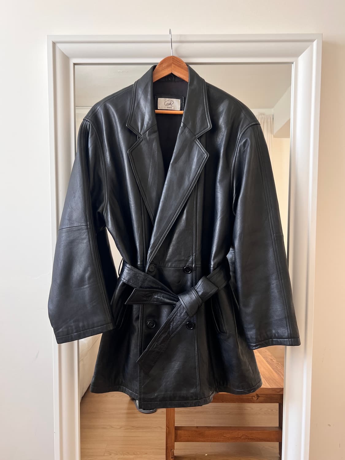 이태리 램스킨 벨티드 레더 자켓 상품이미지1