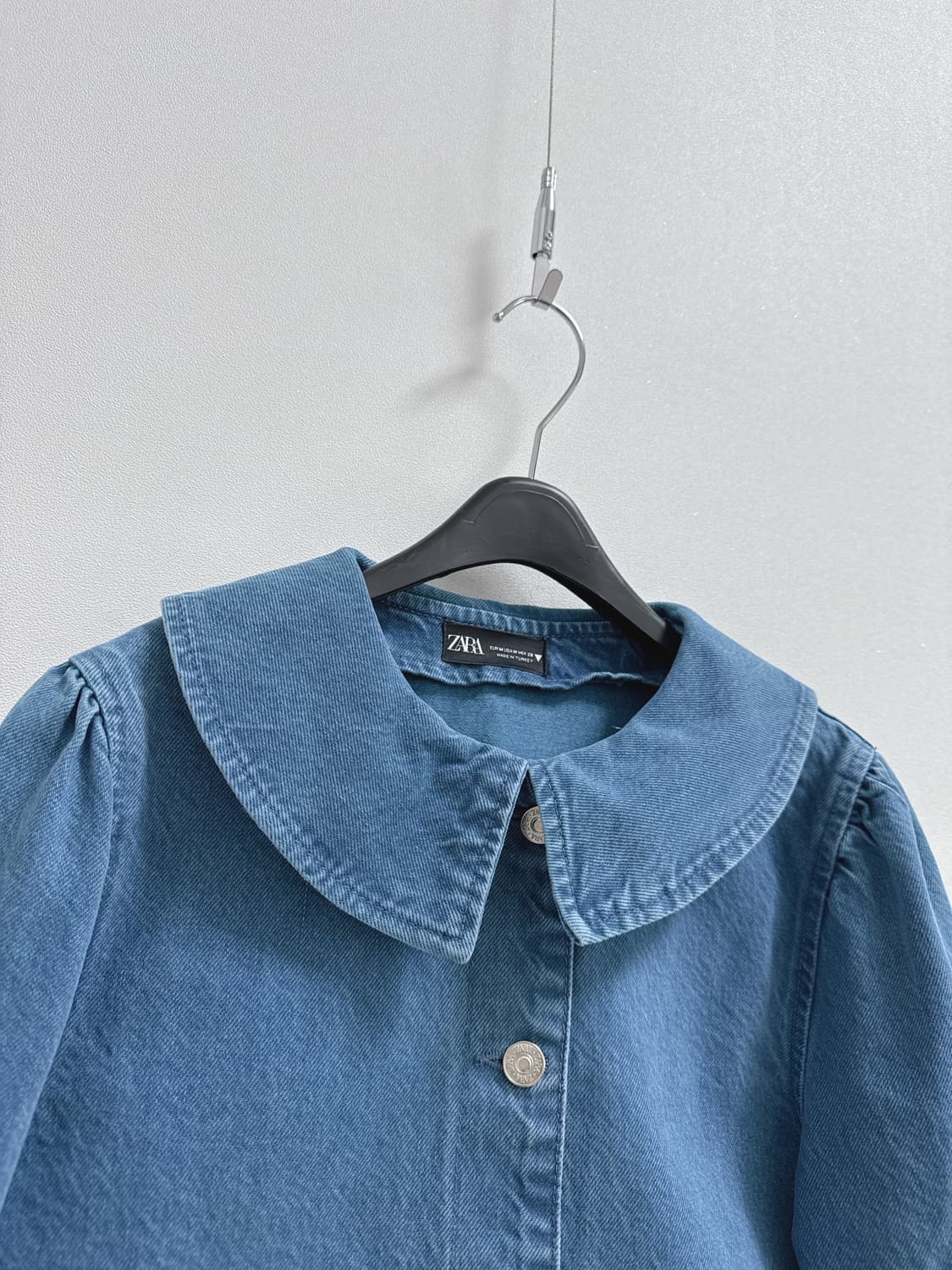 자라 라운드 넥카라 블루 코튼 데님 자켓 상품이미지2