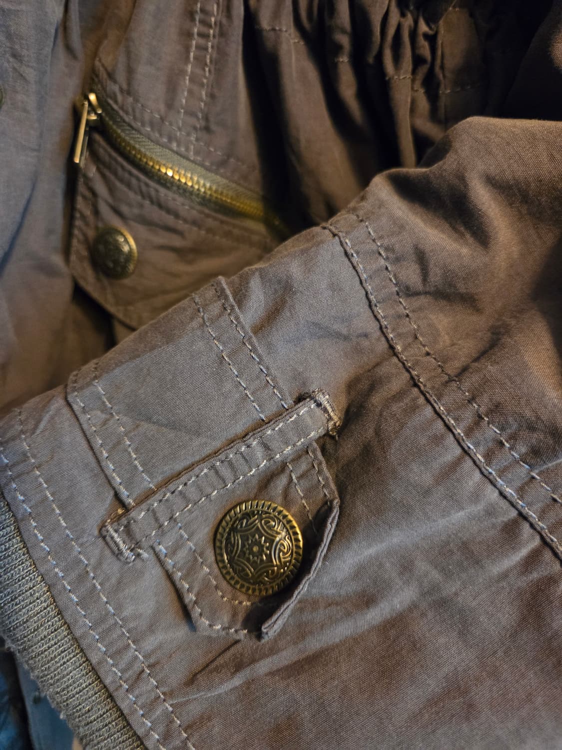 66 77 가능) 털 탈부착 가능 빈티지 모리걸 카키 다크초코 야상 상품이미지6