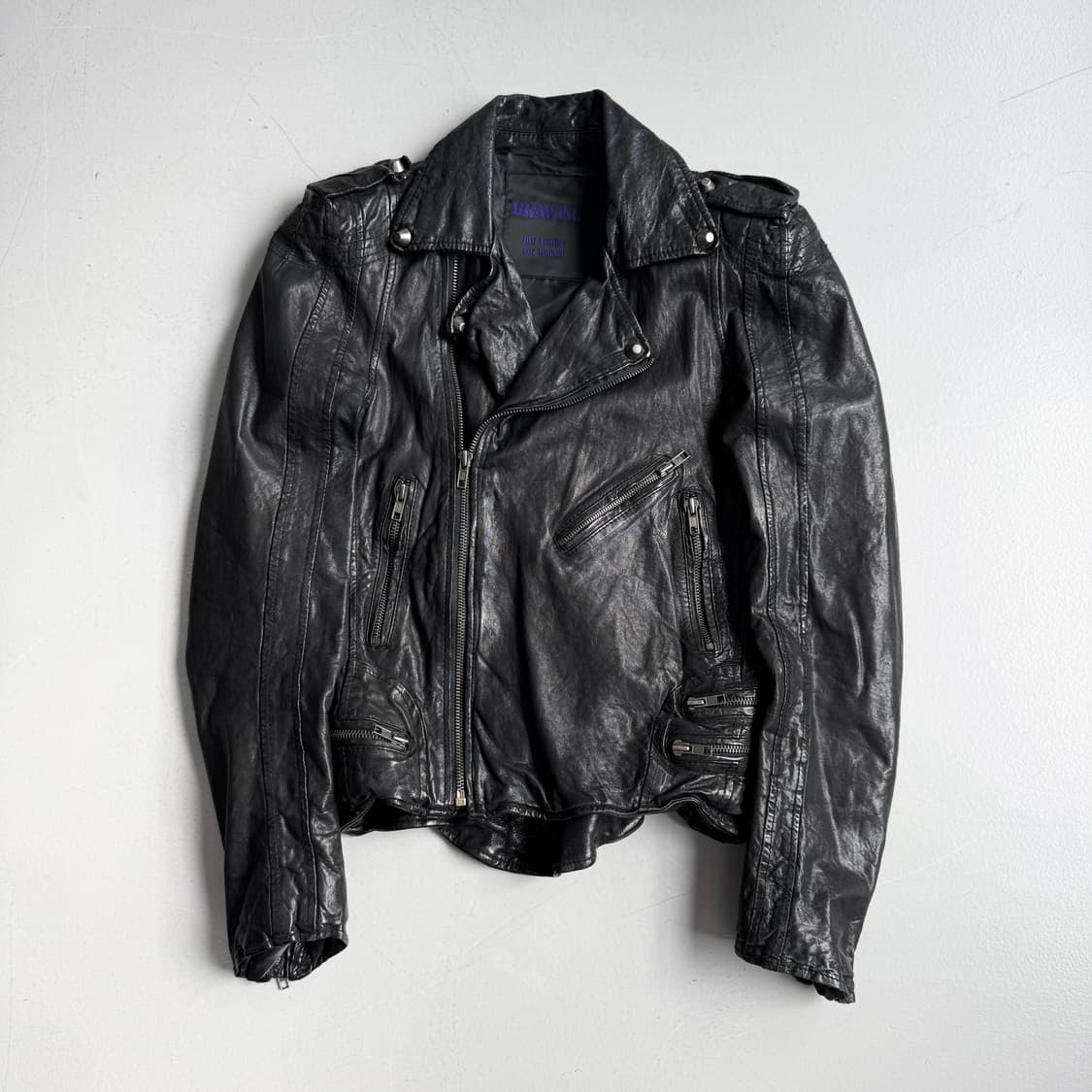사선 라이더 리얼레더 릭오웬스맛 바이커 양가죽 자켓 상품이미지2