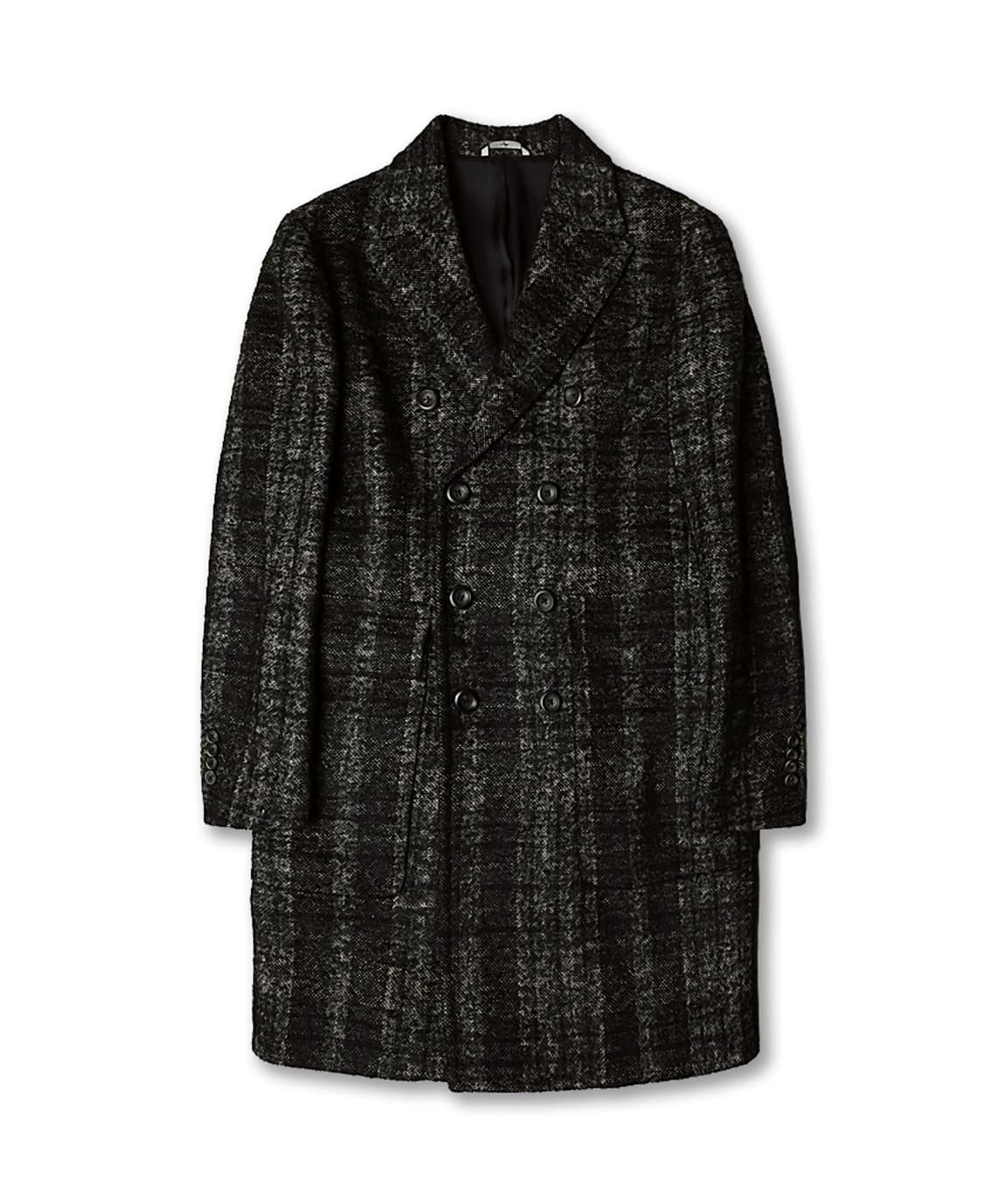 헤보 [Hevo] 블랙 체크 울 알파카 모헤어 이태리 더블 송승헌 코트 상품이미지1