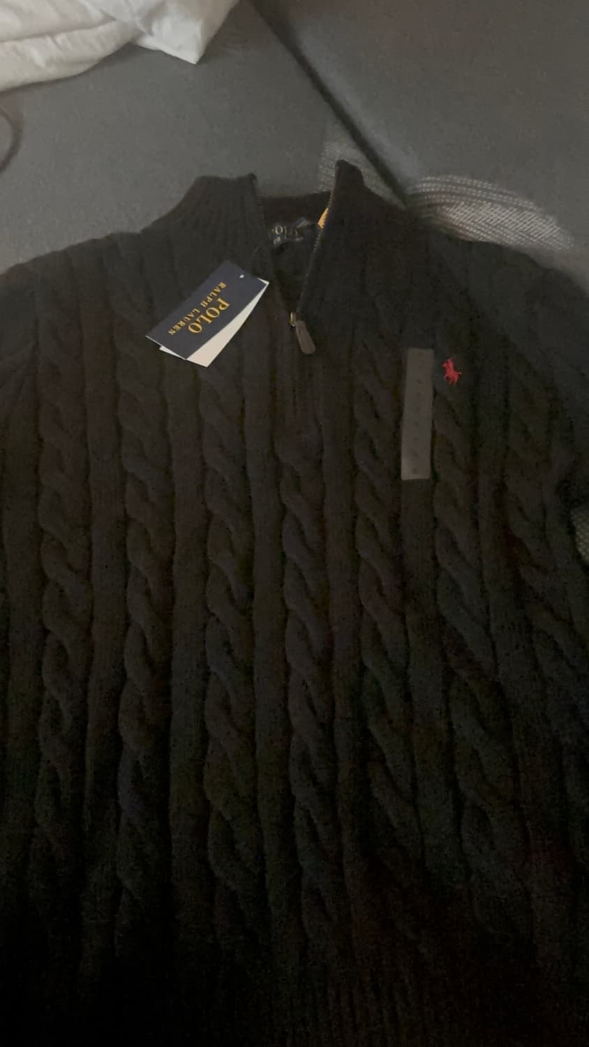 폴로 케이블 니트 집업 블랙 S 상품이미지1