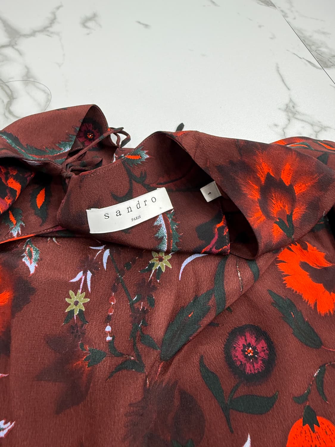 산드로 플라워 패턴 실크 원피스 상품이미지3