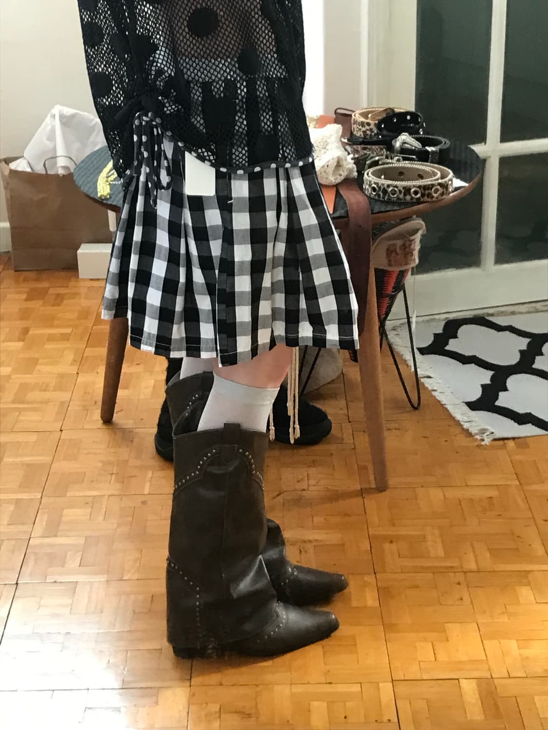 vintage check pattern skirt 상품이미지4