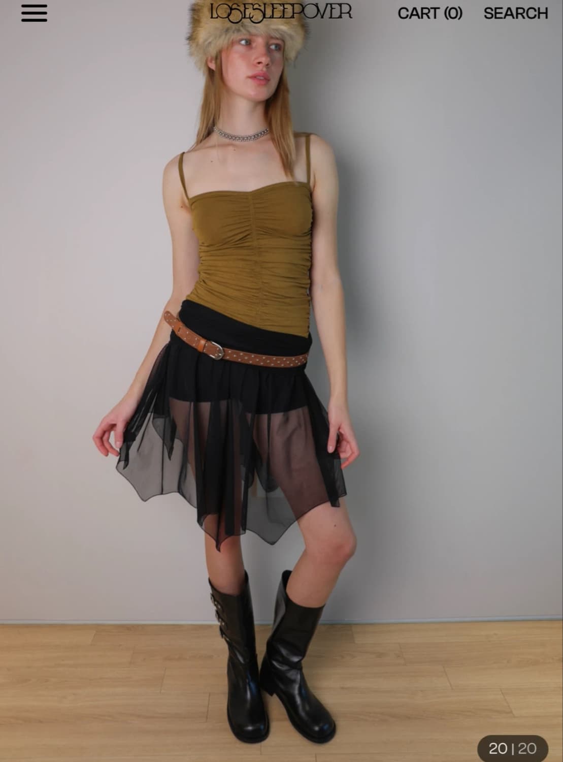 [losesleepover] Mesh Shirring Midi Skirt 상품이미지4