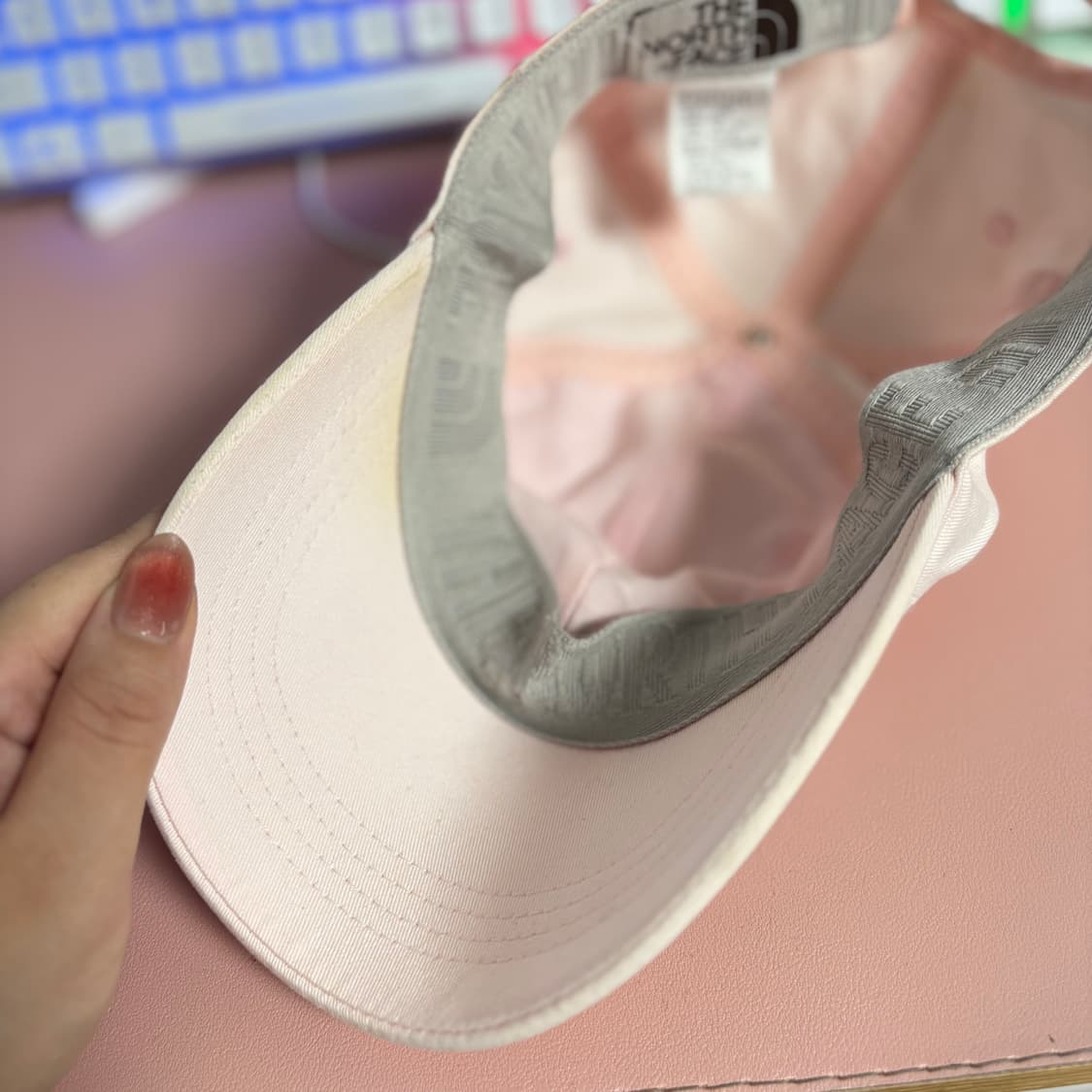 노스페이스 연핑크 자수 볼캡 모자 상품이미지3