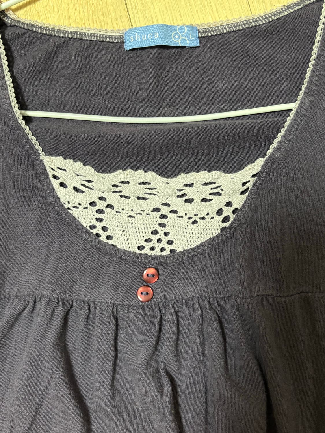 빈티지) 레이스 단추 롱슬리브 퍼플 L 상품이미지2