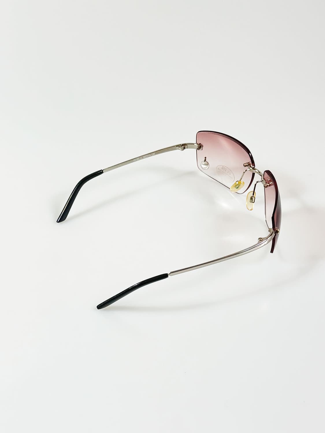 90s UVIR 무테 스퀘어 핑크 그라디언트 틴트 빈티지 선글라스 상품이미지5