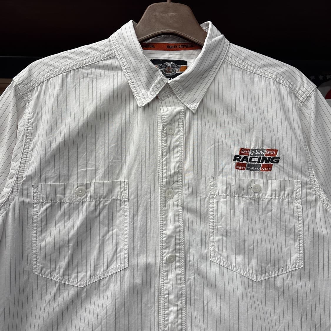 00s 할리데이비슨 레이싱 라인 핀스트라이프 퍼포먼스 셔츠 N1293 상품이미지3