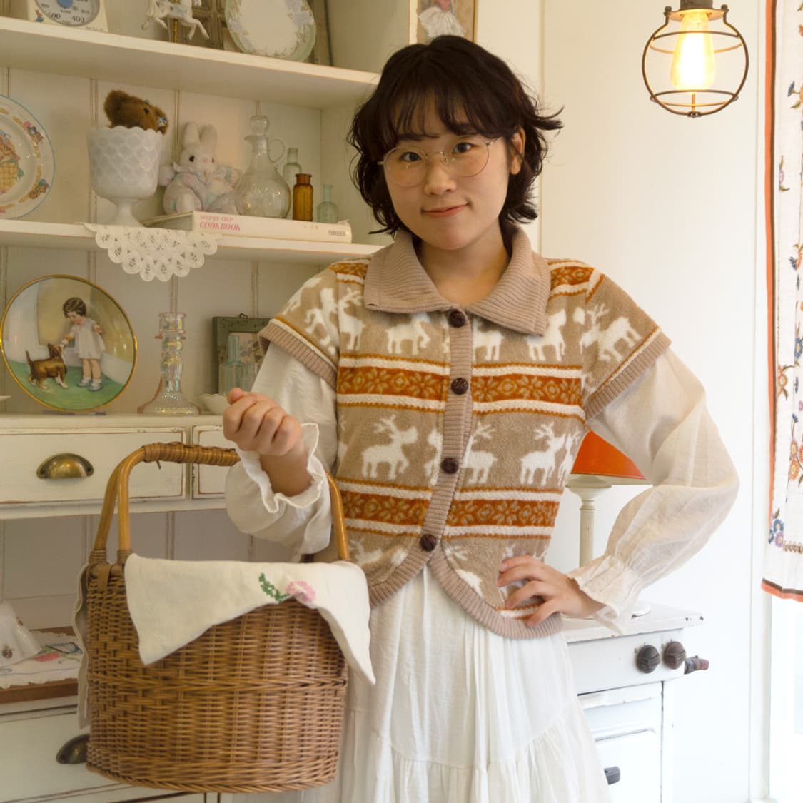 눈사슴 숲길 니트 베스트 상품이미지1