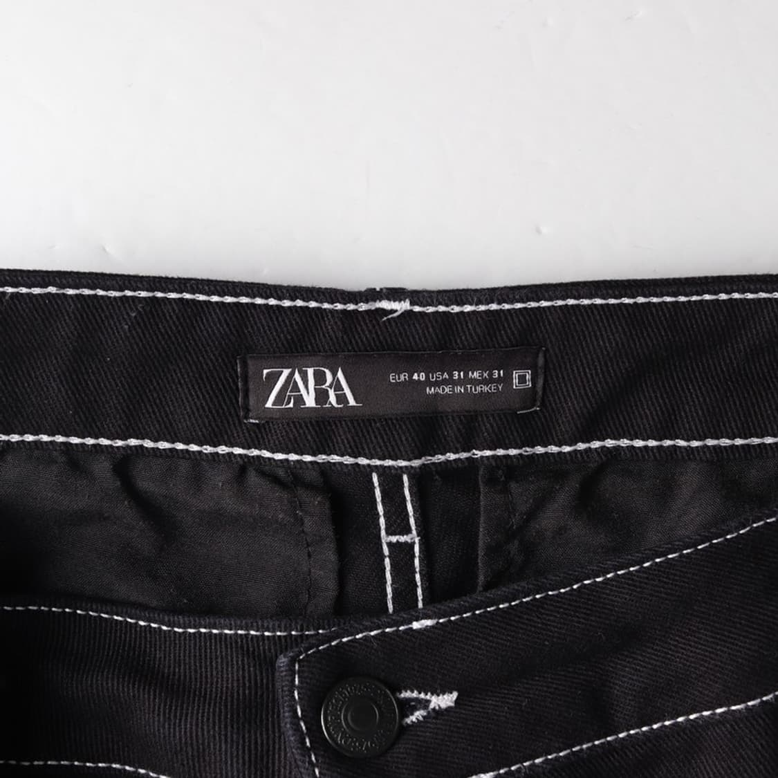 ZARA 블랙 화이트 스티치 카고 팬츠 상품이미지6