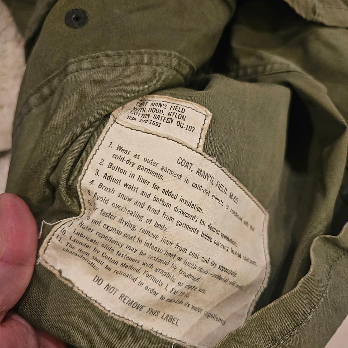 미군 m65 필드자켓 1세대 m/s 60s 상품이미지5