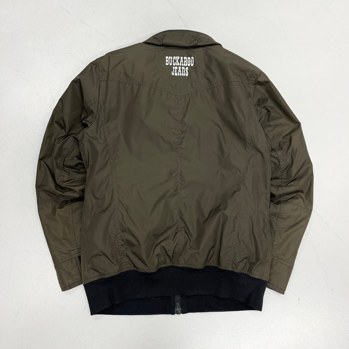 버커루 락 펑크 하이넥 테크니컬 나일론 바이커 바람막이 자켓 카키 상품이미지3