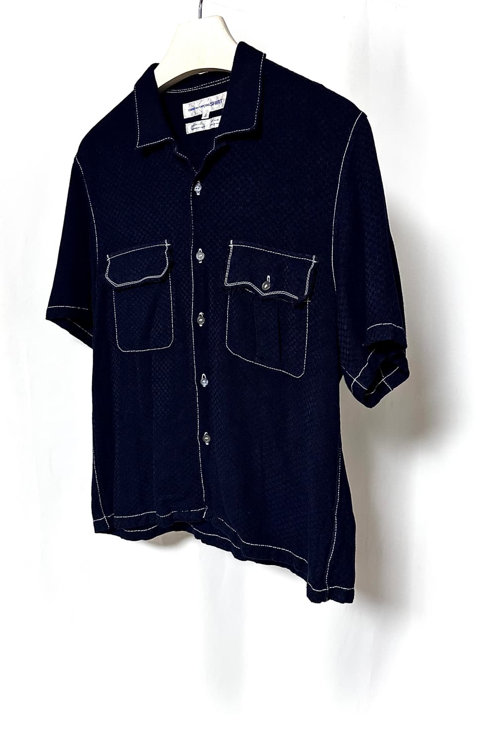 COMME des GARÇONS 스티치 오픈카라 셔츠 상품이미지1