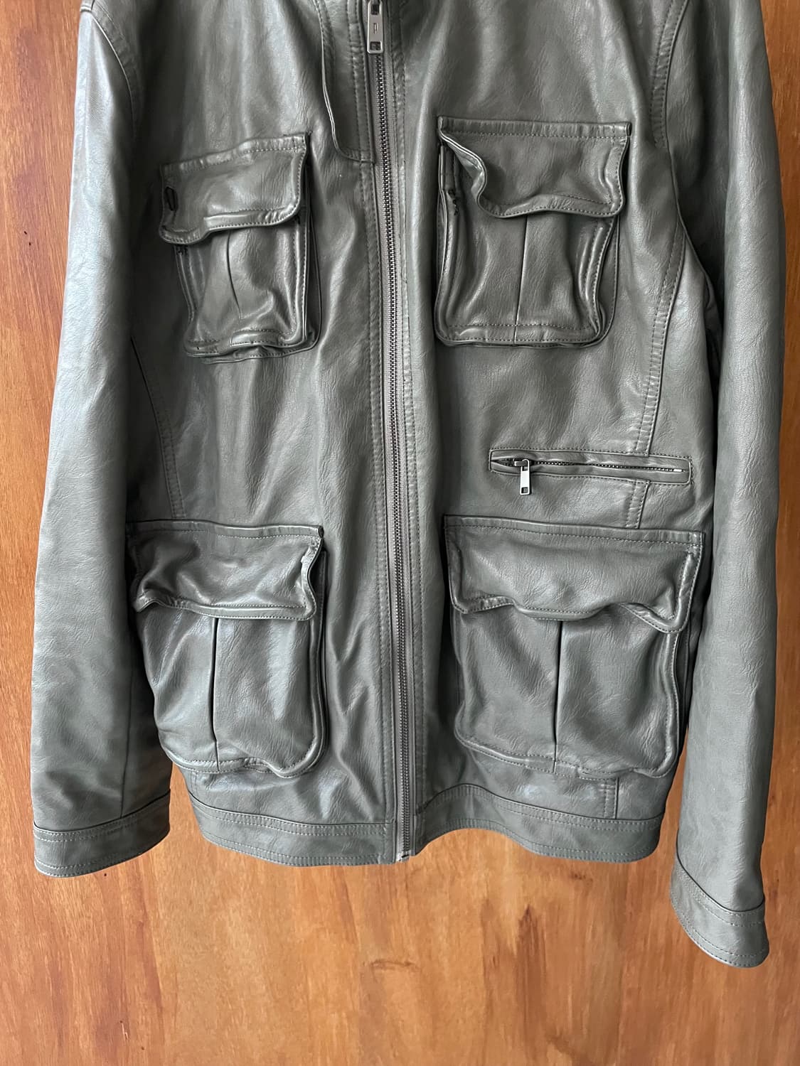 Cement gray leather field jacket 상품이미지6