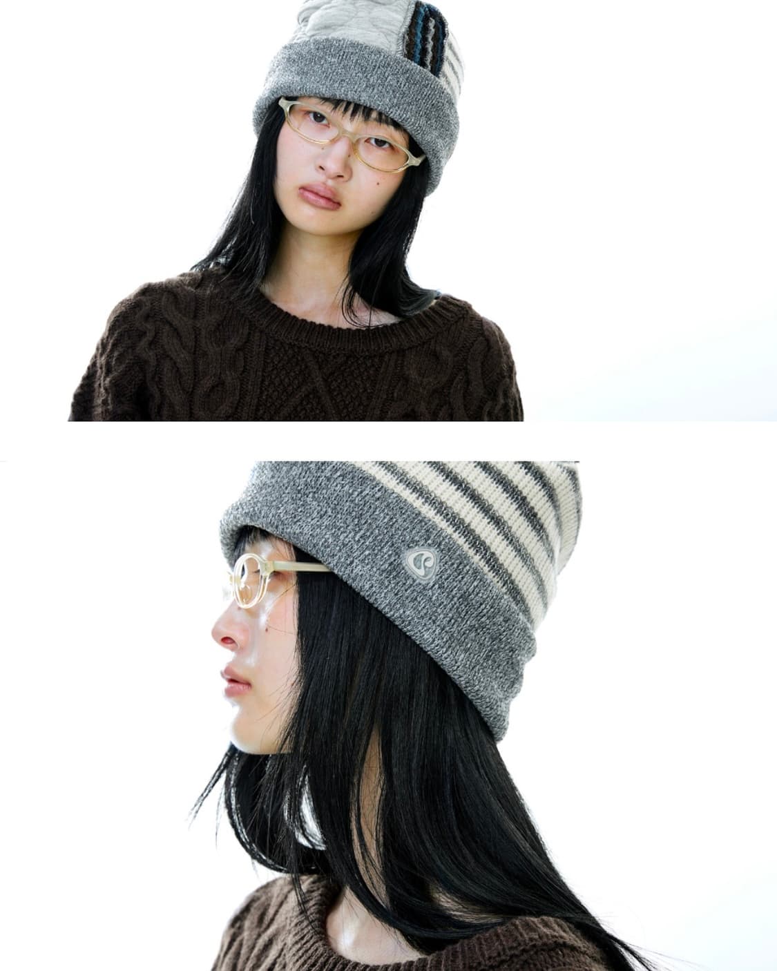 COYSEIO PATCHWORK BEANIE GREY 상품이미지2
