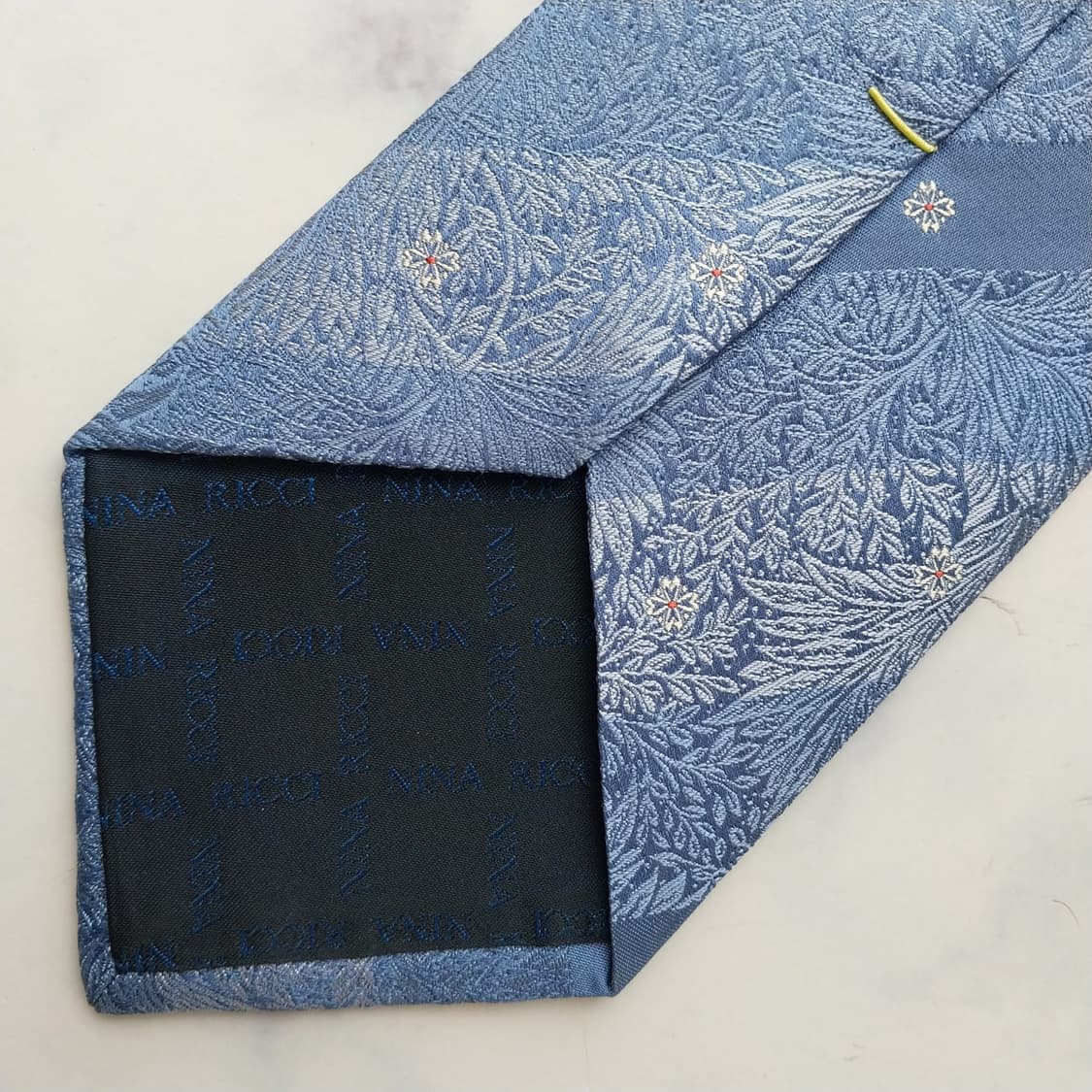 니나리치 실크 블루 플라워 자카드 넥타이 9.3cm A+등급 K2524 상품이미지7