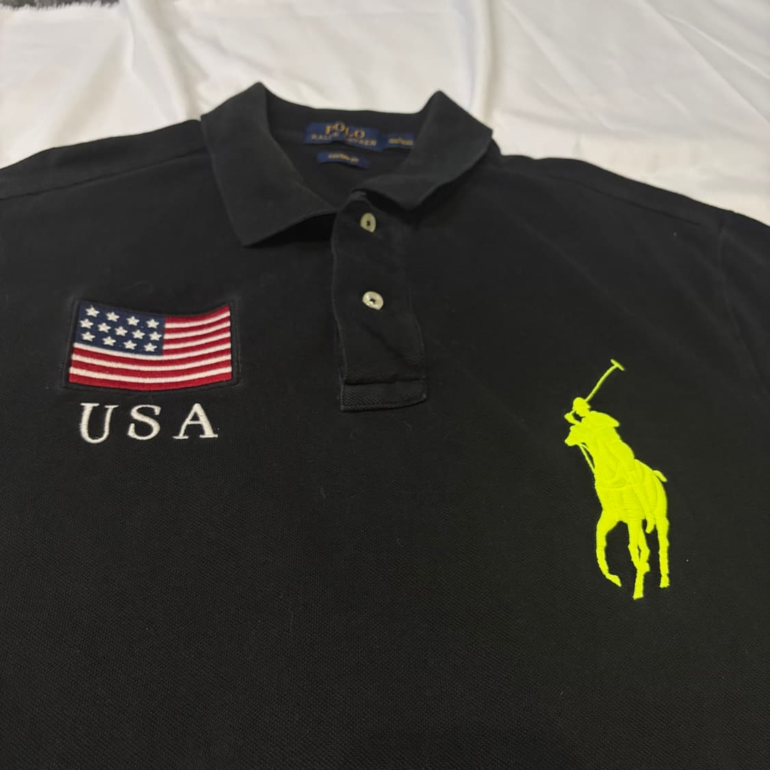 폴로 빅포니 성조기 USA 네온 블랙 카라티 PK  상품이미지3